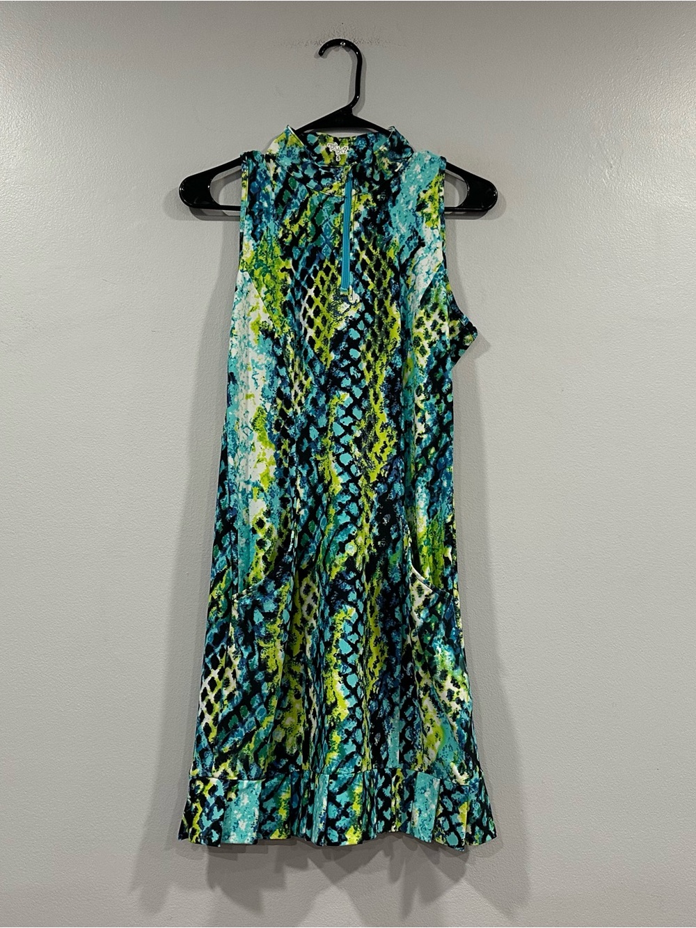 Tzu Tzu Snakeskin Green Yellow Blue Golf Dress Small S